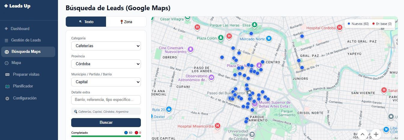 Búsqueda de leads en Google Maps
